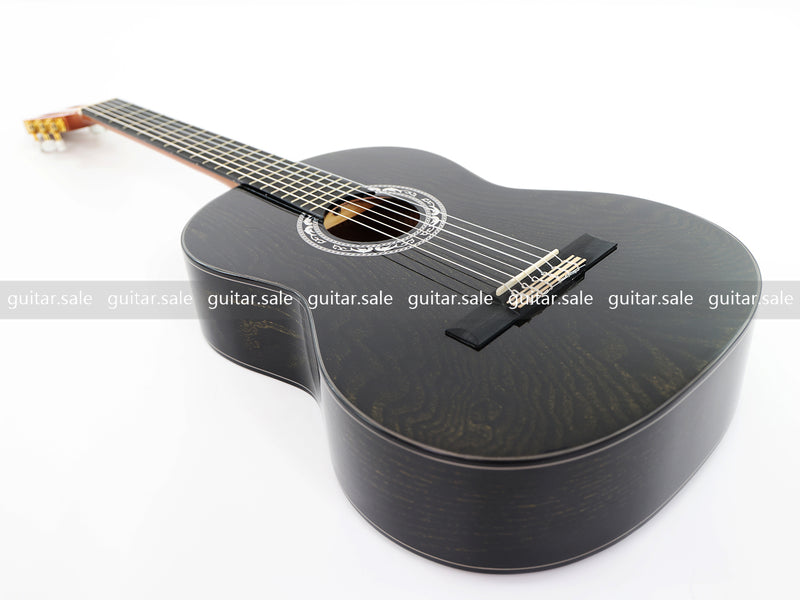 39 Inch 4/4 Full Size Standard Non-Cutaway Classical Guitar with Black Gold Flake Gloss Finish (PMG-017)