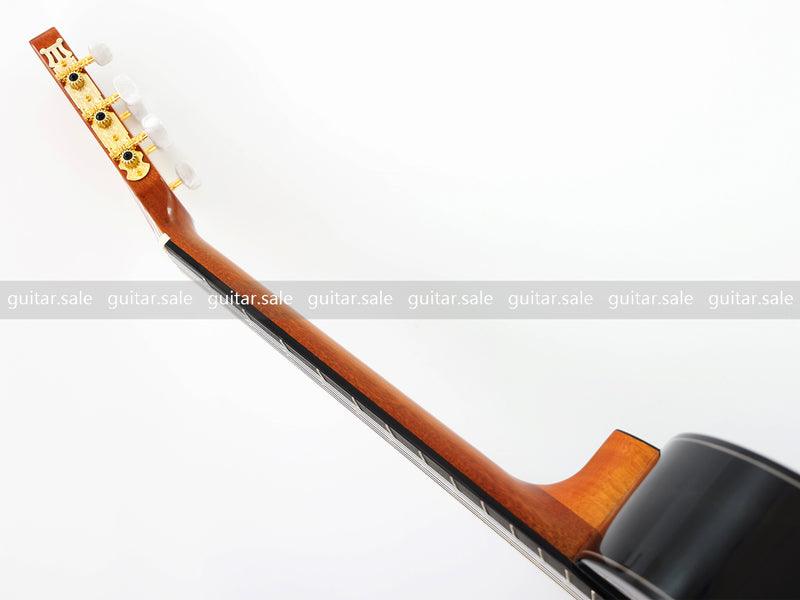 39 Inch 4/4 Full Size Standard Non-Cutaway Classical Guitar with Black Gold Flake Gloss Finish (PMG-017)