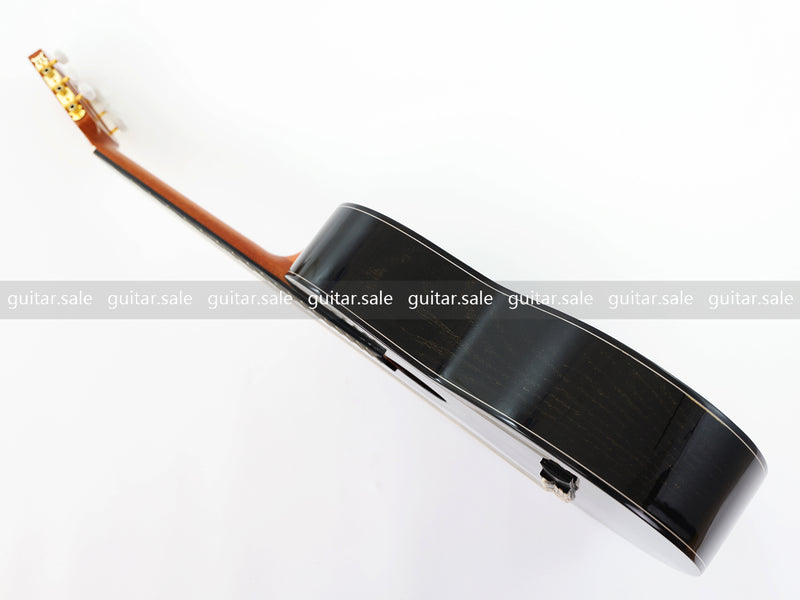 39 Inch 4/4 Full Size Standard Non-Cutaway Classical Guitar with Black Gold Flake Gloss Finish (PMG-017)