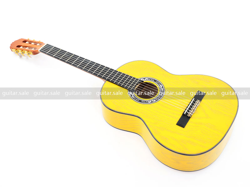 39 Inch 4/4 Full Size Standard Non-Cutaway Classical Guitar with Yellow Gold Flake Gloss Finish (PMG-021)