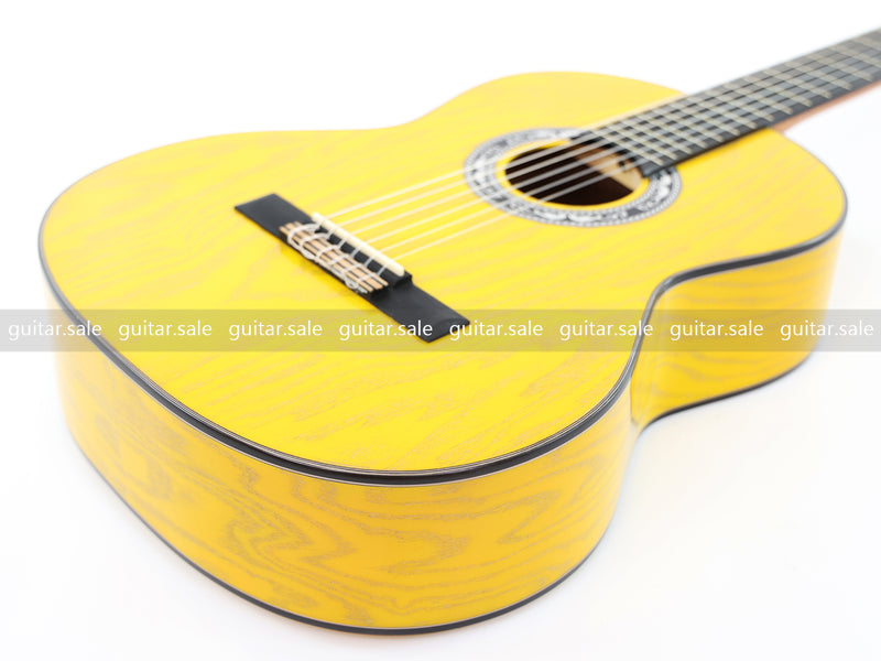 39 Inch 4/4 Full Size Standard Non-Cutaway Classical Guitar with Yellow Gold Flake Gloss Finish (PMG-021)