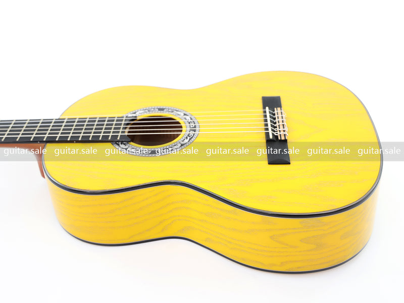 39 Inch 4/4 Full Size Standard Non-Cutaway Classical Guitar with Yellow Gold Flake Gloss Finish (PMG-021)
