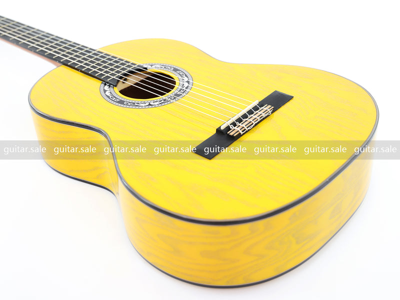 39 Inch 4/4 Full Size Standard Non-Cutaway Classical Guitar with Yellow Gold Flake Gloss Finish (PMG-021)