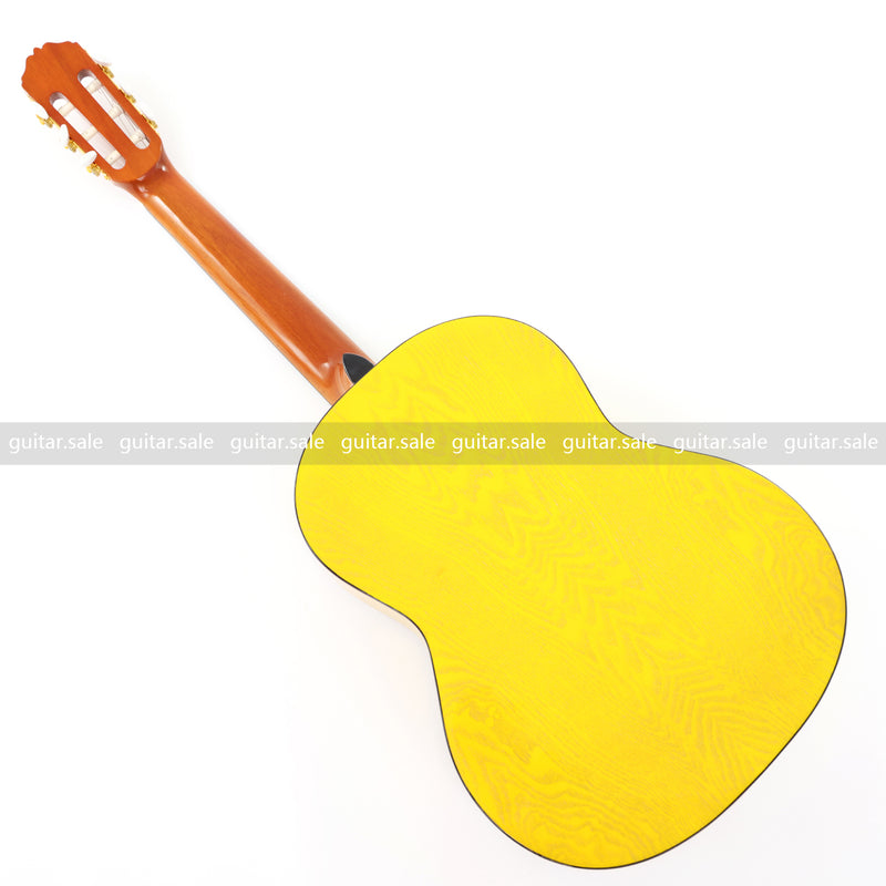 39 Inch 4/4 Full Size Standard Non-Cutaway Classical Guitar with Yellow Gold Flake Gloss Finish (PMG-021)