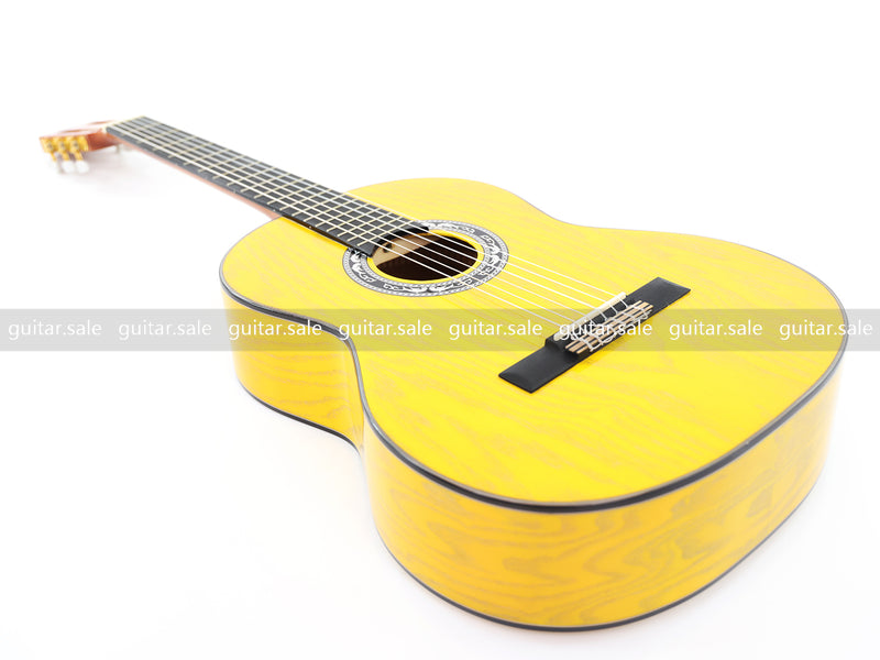 39 Inch 4/4 Full Size Standard Non-Cutaway Classical Guitar with Yellow Gold Flake Gloss Finish (PMG-021)