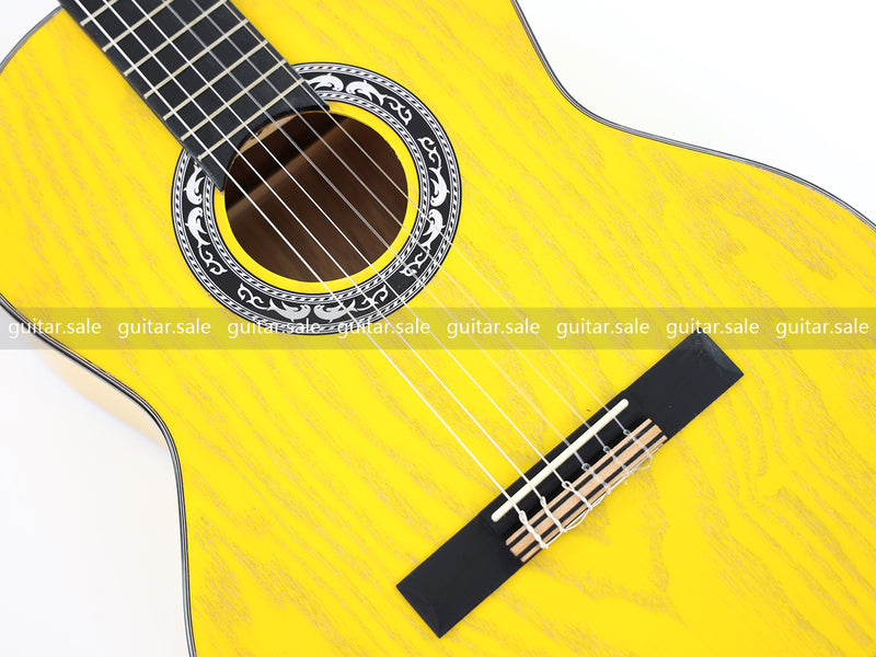 39 Inch 4/4 Full Size Standard Non-Cutaway Classical Guitar with Yellow Gold Flake Gloss Finish (PMG-021)