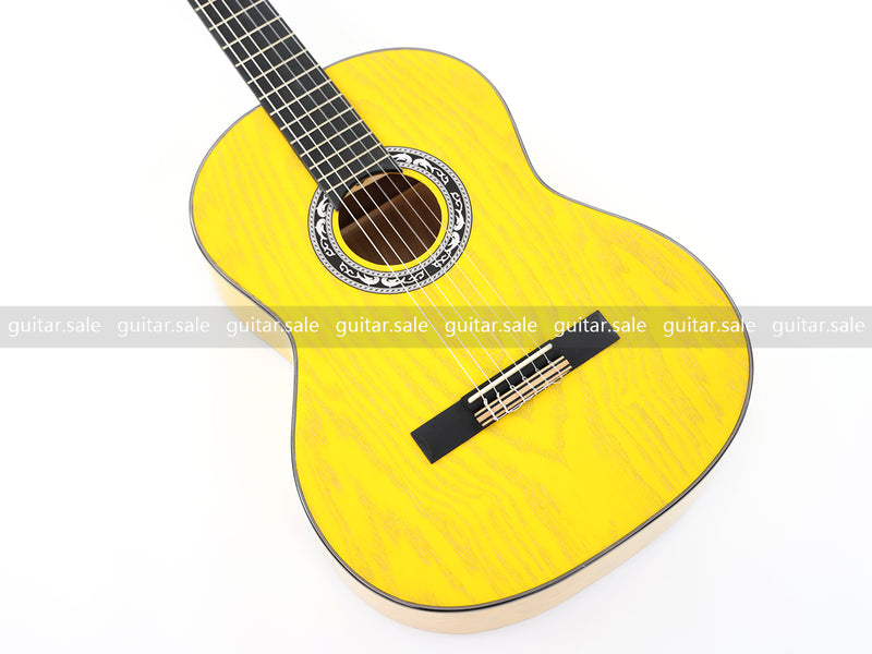39 Inch 4/4 Full Size Standard Non-Cutaway Classical Guitar with Yellow Gold Flake Gloss Finish (PMG-021)
