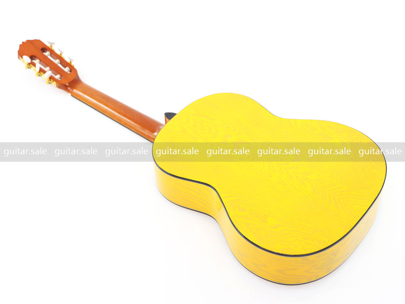 39 Inch 4/4 Full Size Standard Non-Cutaway Classical Guitar with Yellow Gold Flake Gloss Finish (PMG-021)