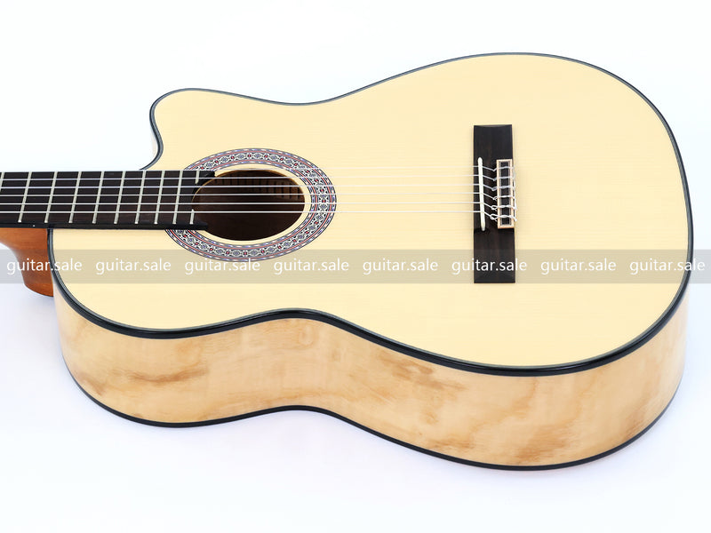 39 Inch Full Size Standard Cutaway Solid Spruce Top Classical Guitar (TY-038)