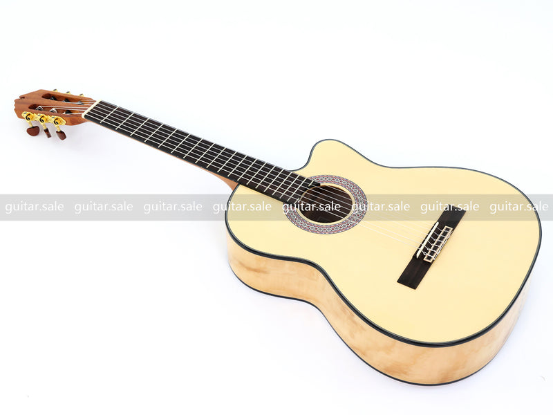 39 Inch Full Size Standard Cutaway Solid Spruce Top Classical Guitar (TY-038)