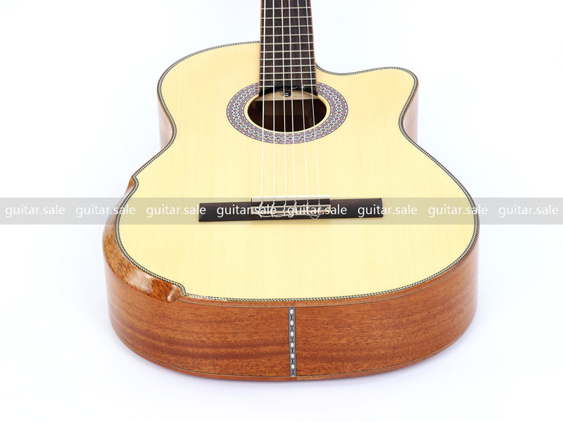 39 Inch Full Size Standard Cutaway Solid Spruce Top Classical Guitar (TY-041)