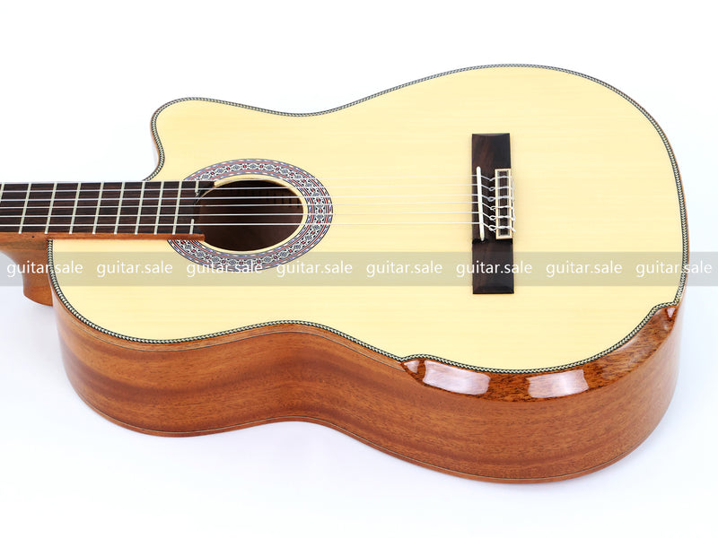 39 Inch Full Size Standard Cutaway Solid Spruce Top Classical Guitar (TY-041)