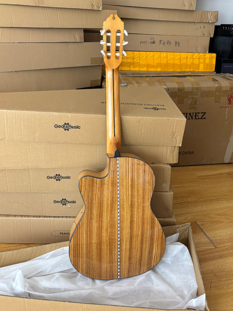 39 Inch 4/4 Full Size Standard Cutaway Solid Spruce Top Classical Guitar (TY-034)