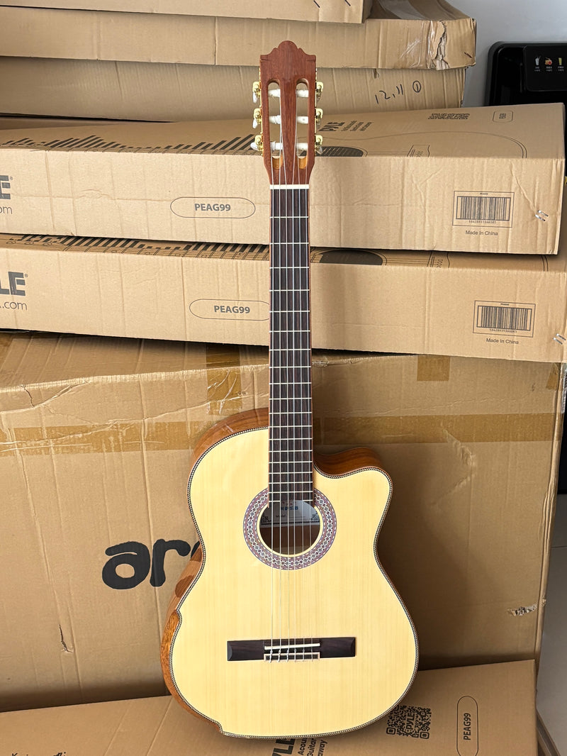 39 Inch Full Size Standard Cutaway Solid Spruce Top Classical Guitar (TY-041)
