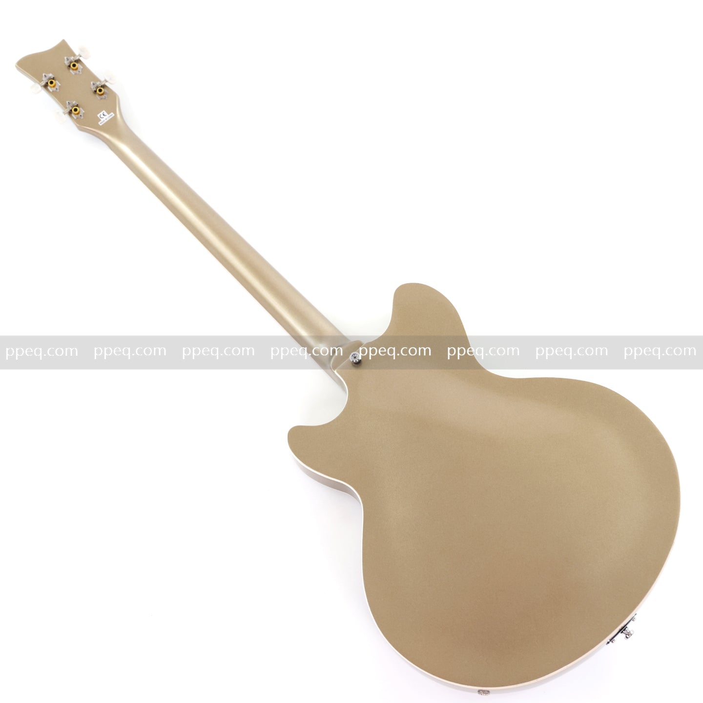 4-String Semi-Hollow Body Electric Bass Guitar with Gloss Champagne Gold Metallic Finish (HY-2546)
