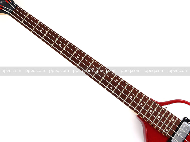 4-String Shorty Violin-Shaped Electric Bass Guitar with Gloss Red Metallic Finish (HY-2531)
