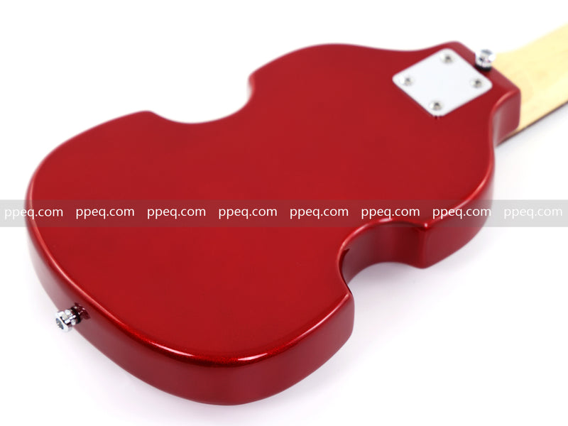 4-String Shorty Violin-Shaped Electric Bass Guitar with Gloss Red Metallic Finish (HY-2531)