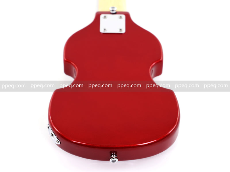4-String Shorty Violin-Shaped Electric Bass Guitar with Gloss Red Metallic Finish (HY-2531)