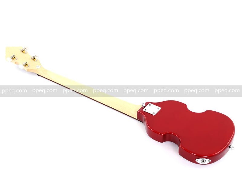 4-String Shorty Violin-Shaped Electric Bass Guitar with Gloss Red Metallic Finish (HY-2531)