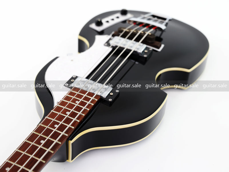 4-String Violin-Shaped Electric Bass Guitar with Gloss Black Finish (PHY-166)