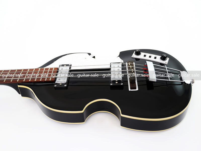 4-String Violin-Shaped Electric Bass Guitar with Gloss Black Finish (PHY-166)