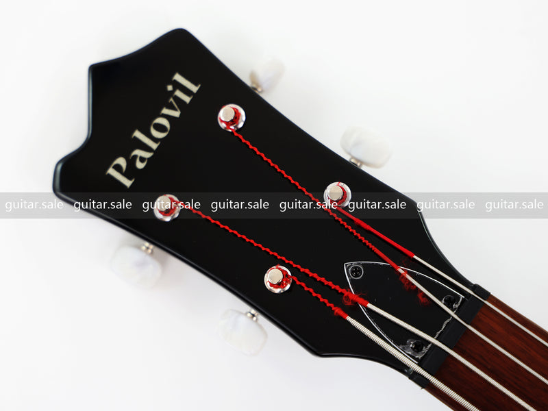 4-String Violin-Shaped Electric Bass Guitar with Gloss Black Finish (PHY-166)