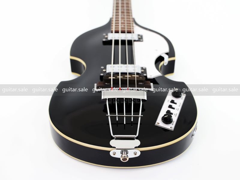 4-String Violin-Shaped Electric Bass Guitar with Gloss Black Finish (PHY-166)