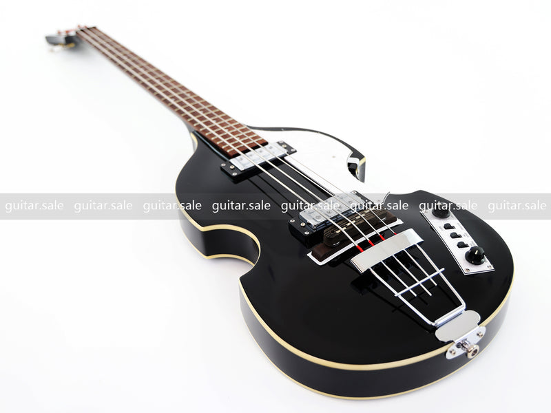 4-String Violin-Shaped Electric Bass Guitar with Gloss Black Finish (PHY-166)