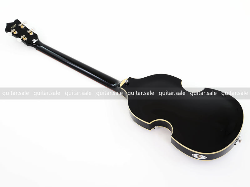 4-String Violin-Shaped Electric Bass Guitar with Gloss Black Finish (PHY-166)