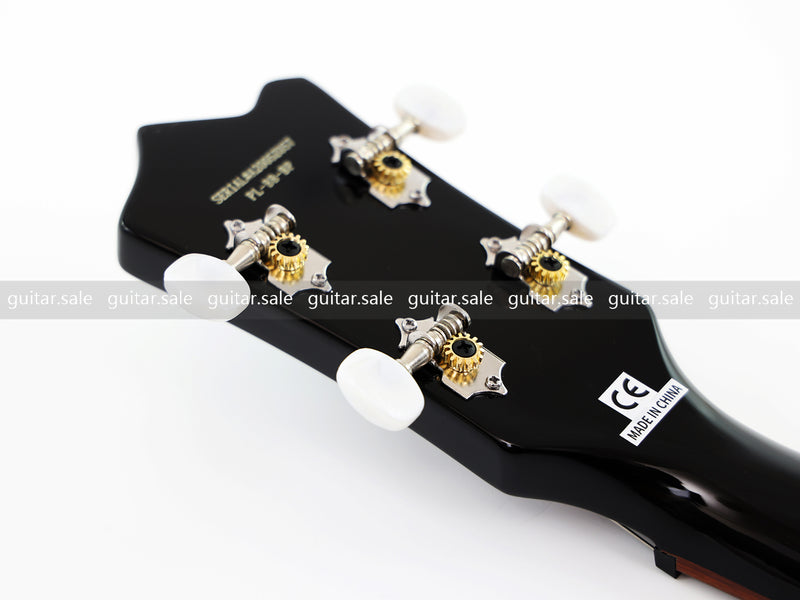 4-String Violin-Shaped Electric Bass Guitar with Gloss Black Finish (PHY-166)