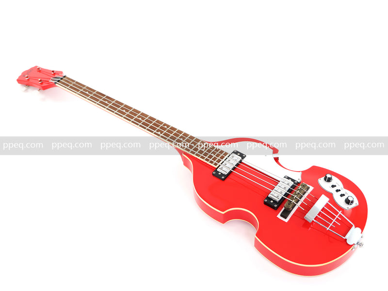 4-String Violin-Shaped Electric Bass Guitar with Gloss Cherry Red Fini ...