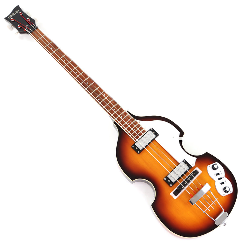 4-String Violin-Shaped Electric Bass Guitar with Gloss Sunburst Finish (HY-2550)