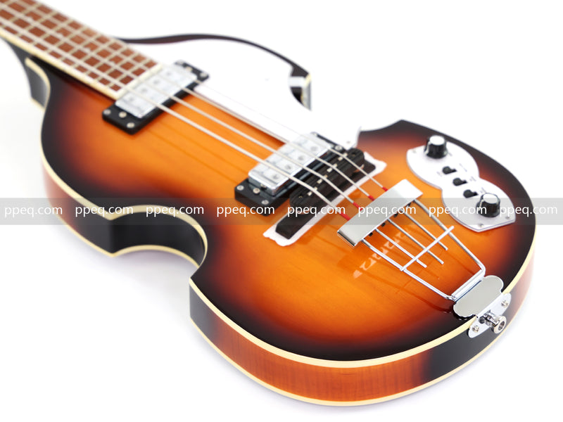 4-String Violin-Shaped Electric Bass Guitar with Gloss Sunburst Finish (HY-2550)