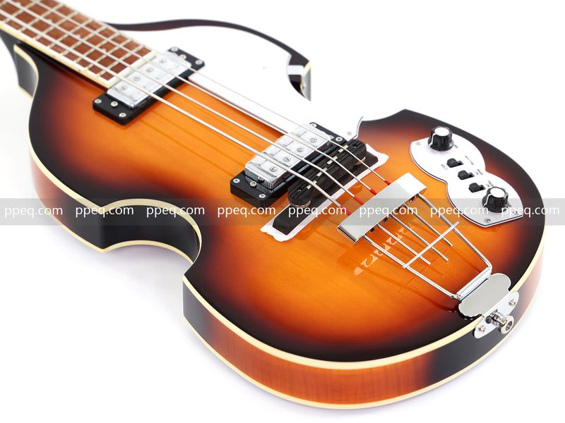 4-String Violin-Shaped Electric Bass Guitar with Gloss Sunburst Finish (HY-2550)