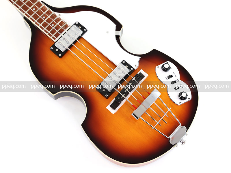 4-String Violin-Shaped Electric Bass Guitar with Gloss Sunburst Finish (HY-2550)
