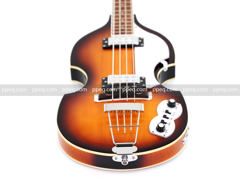 4-String Violin-Shaped Electric Bass Guitar with Gloss Sunburst Finish (HY-2550)