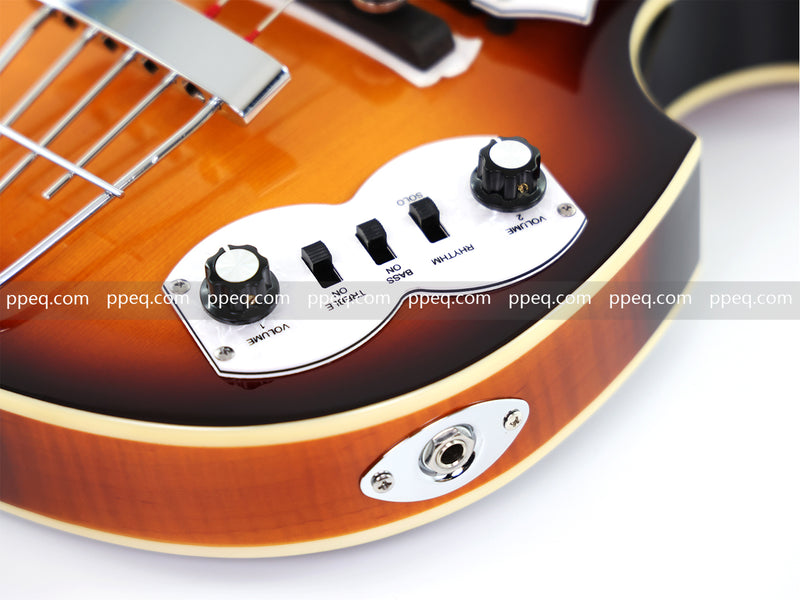 4-String Violin-Shaped Electric Bass Guitar with Gloss Sunburst Finish (HY-2550)
