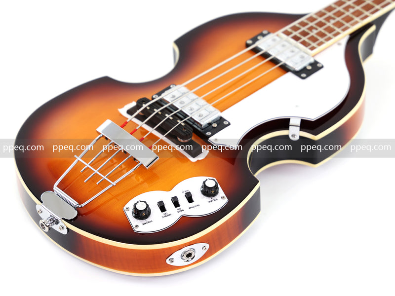 4-String Violin-Shaped Electric Bass Guitar with Gloss Sunburst Finish (HY-2550)