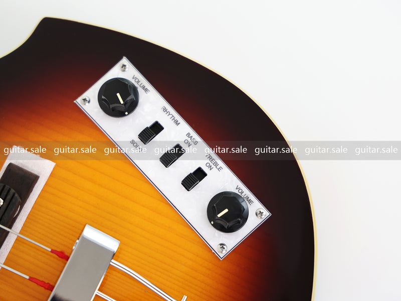 4-String Violin-Shaped Electric Bass Guitar with Gloss Sunburst Finish (PHY-165)