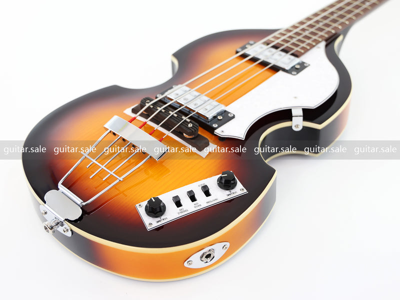 4-String Violin-Shaped Electric Bass Guitar with Gloss Sunburst Finish (PHY-165)