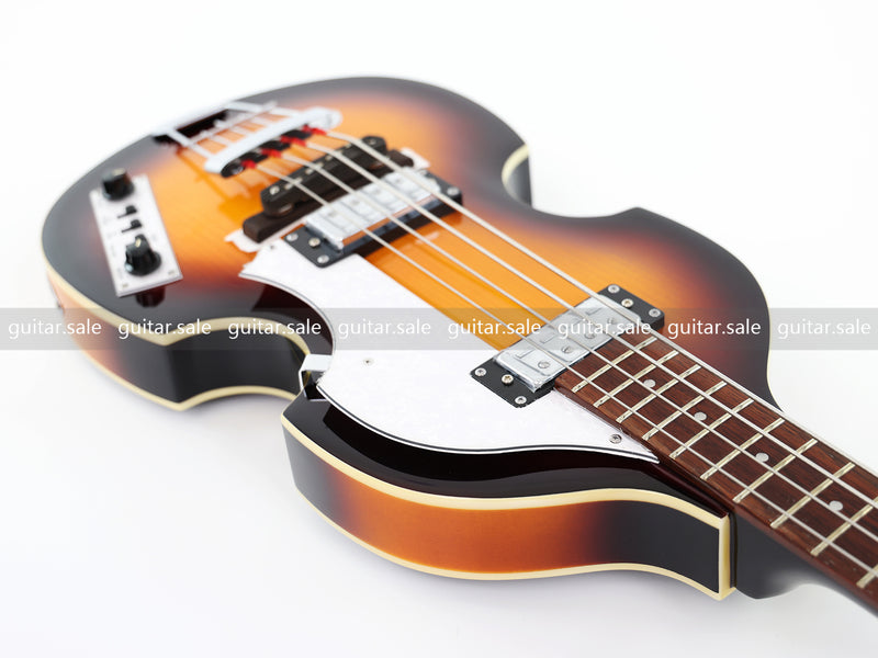 4-String Violin-Shaped Electric Bass Guitar with Gloss Sunburst Finish (PHY-165)