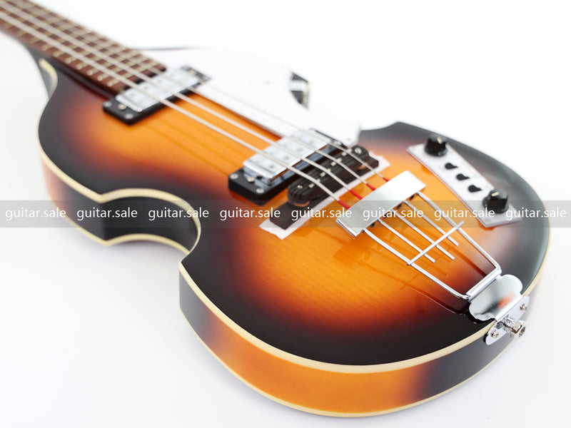 4-String Violin-Shaped Electric Bass Guitar with Gloss Sunburst Finish (PHY-165)