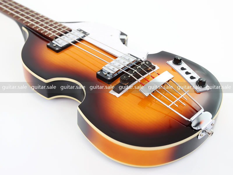 4-String Violin-Shaped Electric Bass Guitar with Gloss Sunburst Finish (PHY-165)