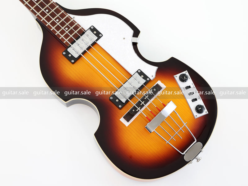 4-String Violin-Shaped Electric Bass Guitar with Gloss Sunburst Finish (PHY-165)