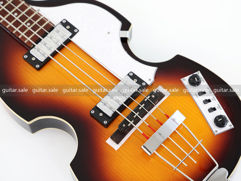 4-String Violin-Shaped Electric Bass Guitar with Gloss Sunburst Finish (PHY-165)