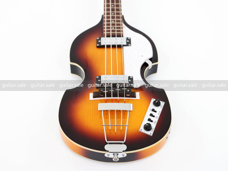 4-String Violin-Shaped Electric Bass Guitar with Gloss Sunburst Finish (PHY-165)