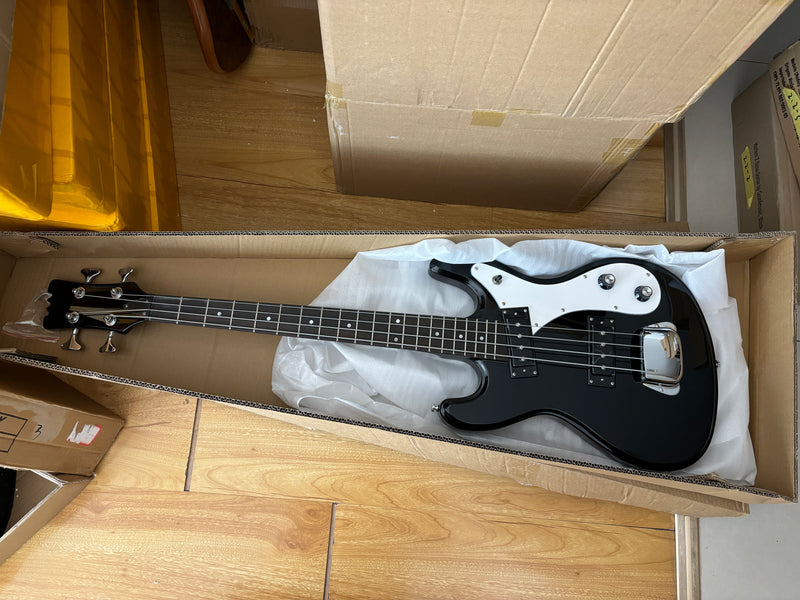 4-String Electric Bass Guitar with Gloss Black Finish (HY-2568)