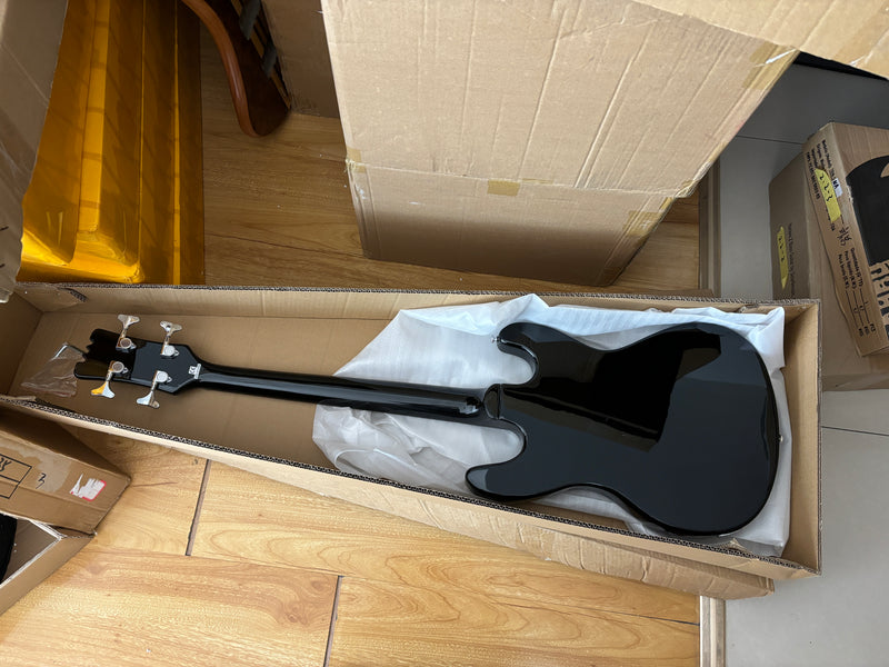 4-String Electric Bass Guitar with Gloss Black Finish (HY-2568)