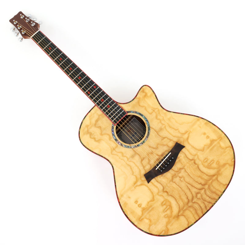 41-Inch GA Cutaway Acoustic Guitar with Figured Ash Top (TY-028)
