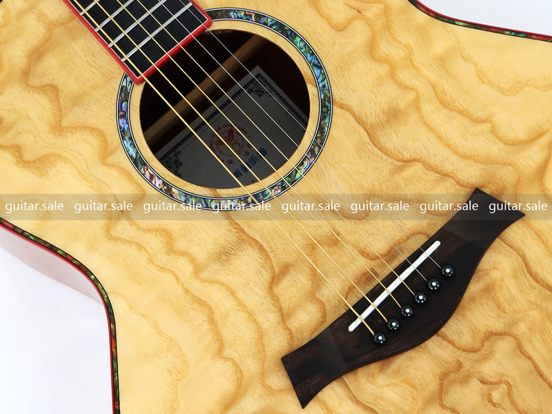 41-Inch GA Cutaway Acoustic Guitar with Figured Ash Top (TY-028)